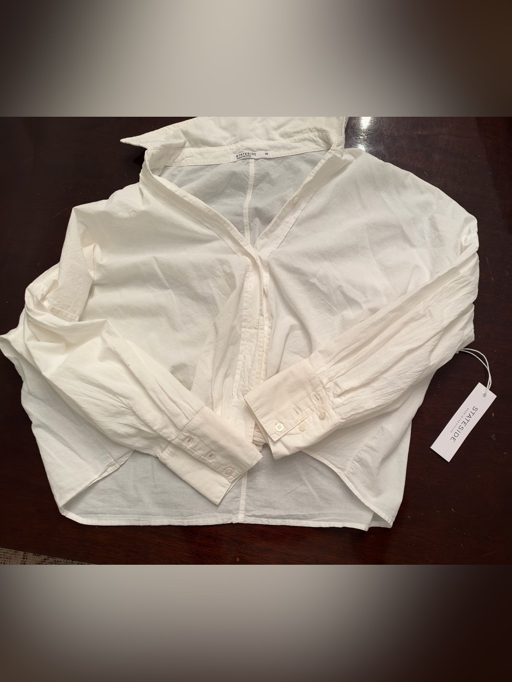 NWT Stateside White Poplin Button-up Twist Front Shirt